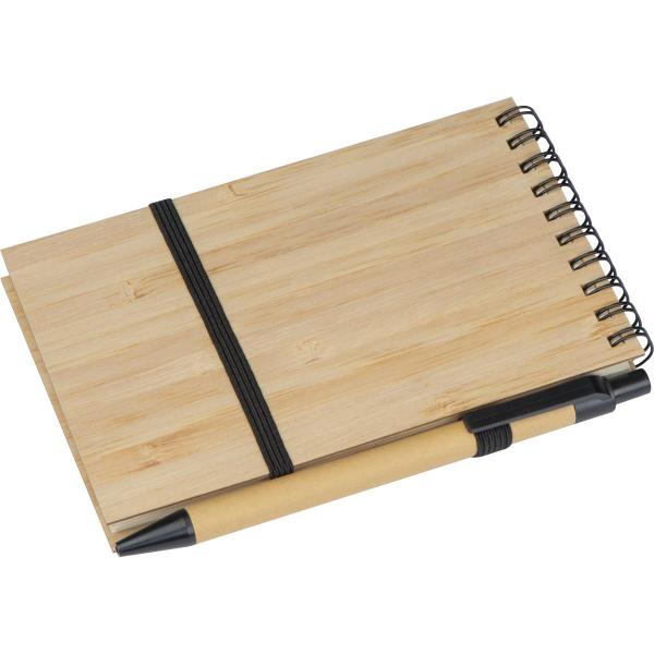 Notizbuch mit Gravur / mit Bambuscover und Kugelschreiber / ca. DIN A6