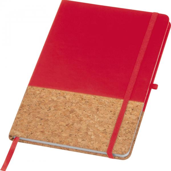 Notizbuch mit Gravur / mit PU-Kork Cover / A5 / 160 Seiten / Farbe: rot