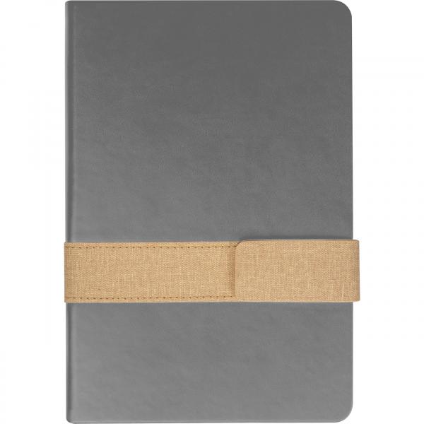 Notizbuch mit Magnetverschluss mit Namensgravur  - A5 - 160 Seiten - Farbe: grau