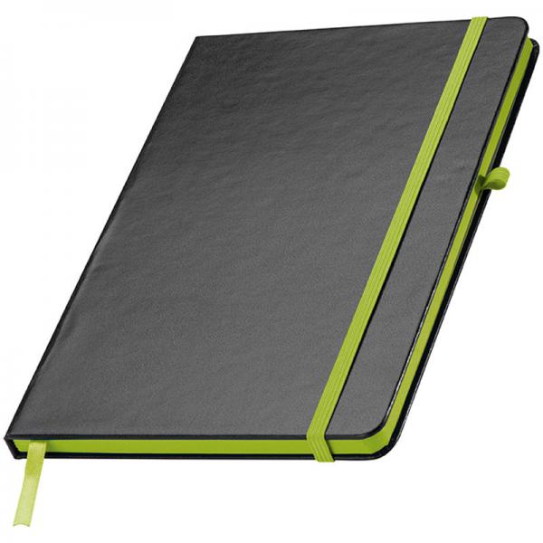Notizbuch mit Namensgravur - A5 - 160 S. liniert PU Hardcover - Farbe: apfelgrün