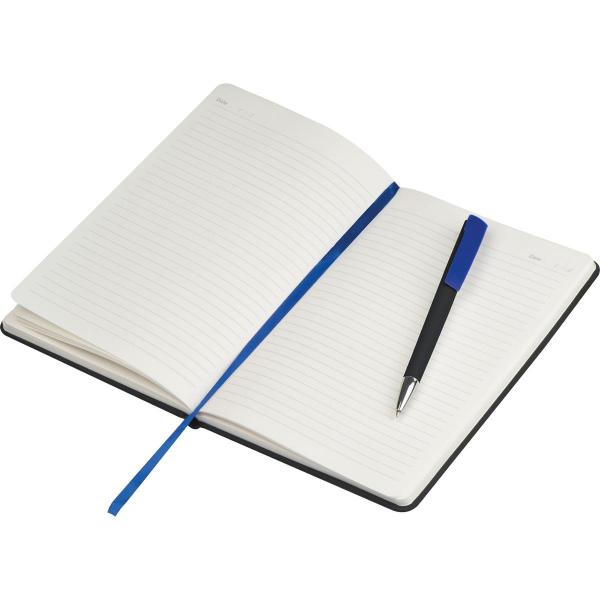 Notizbuch mit Namensgravur - DIN A5 - mit PU-Einband - liniert - schwarz-blau