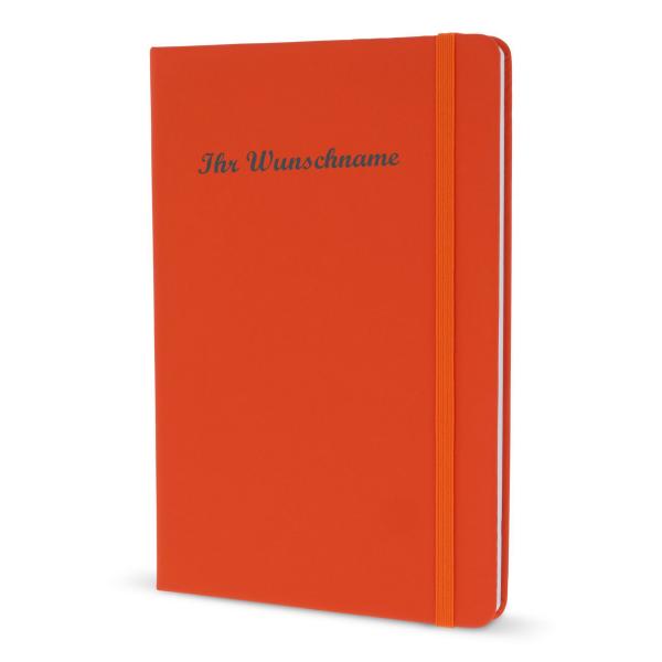 Notizbuch mit Namensgravur - DIN A6 v192 S. - liniert - PU Hardcover - orange