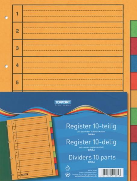 Ordner Register 10tlg. 1-10  besonders stabiler Karton
