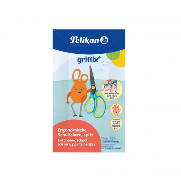 Pelikan griffix® Schulschere spitzf für Linkshänder / Farbe: Neon Fresh Blue