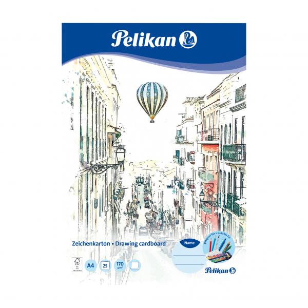 Pelikan Zeichenkarton / 25 Blatt / DIN A4 / 170g/m² / Farbe: weiß