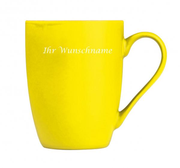 Porzellantasse mit Gravur / Kaffeetasse / Fassungsvermögen: 300 ml / Farbe: gelb