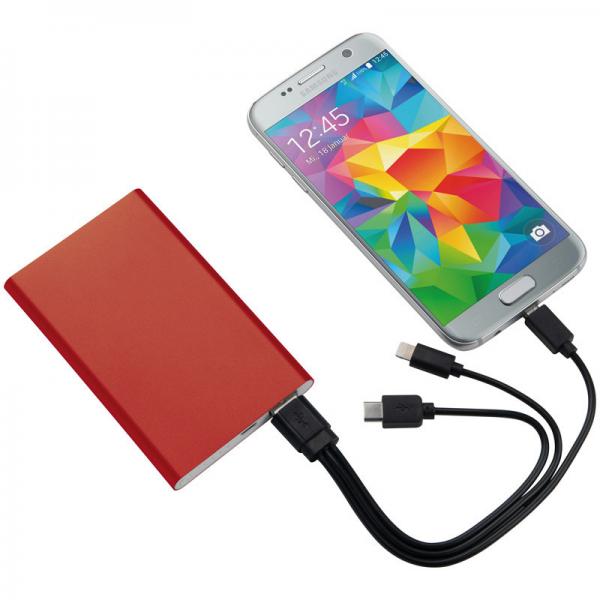 Powerbank / aus Metall / 4.000 mAH / Farbe: rot