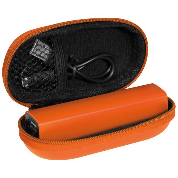 Powerbank 2.200 mAh mit USB Anschluss / mit Etui / Farbe: orange