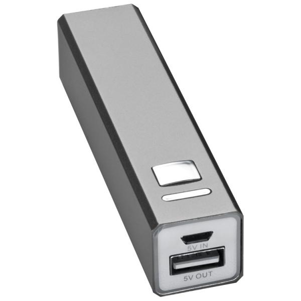 Powerbank aus Aluminium 2.200 mAh / Farbe: grau/silbergrau