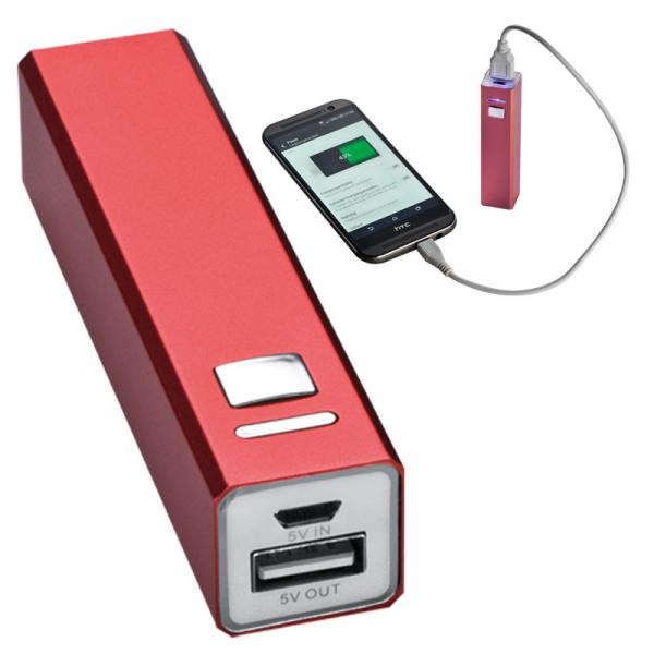 Powerbank aus Aluminium 2.200 mAh / Farbe: rot