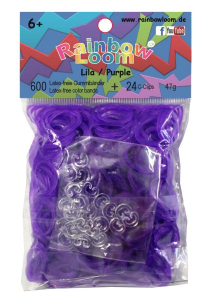 Rainbow Loom / 600 Gummibänder + 24 Clips / Farbe: lila