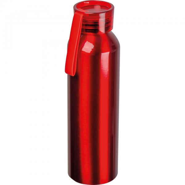 Recycelte Aluminium Trinkflasche mit Trageschlaufe / 600ml / Farbe: rot