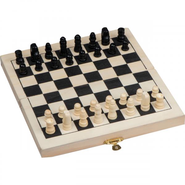 Reisespielset aus Holz mit Backgammon - Schach - Dame Spiel