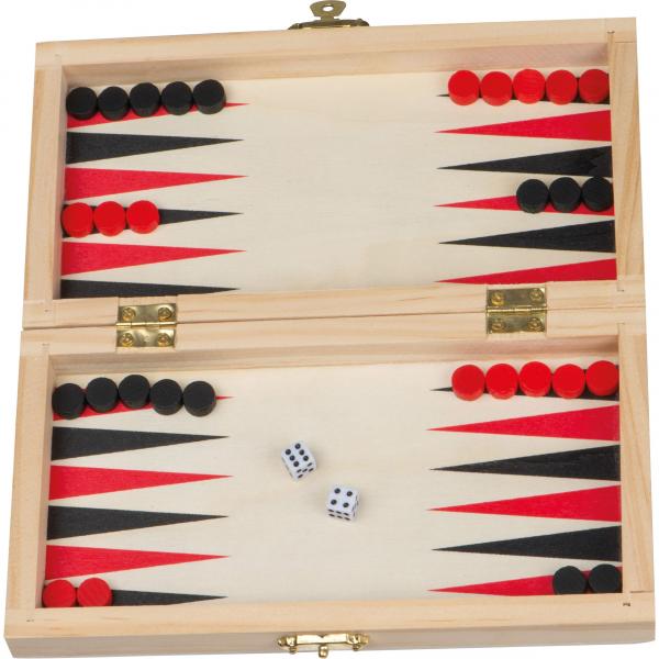 Reisespielset aus Holz mit Backgammon - Schach - Dame Spiel