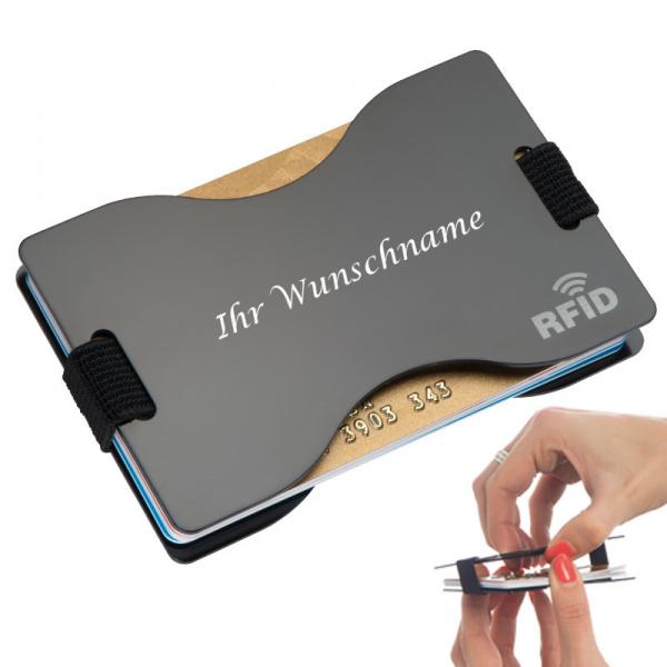 RFID Kartenhalter mit Gravur / aus Metall / Kartenetui / Farbe: schwarz
