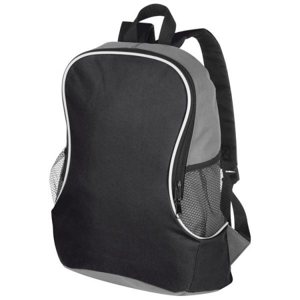 Rucksack mit Seitenfächern / aus Polyester / Farbe: schwarz