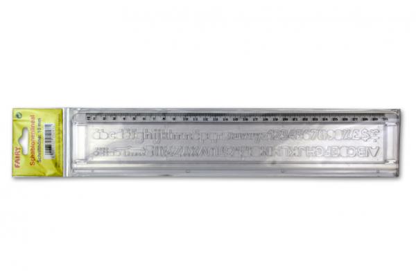 Schablonen-Lineal 30cm transparent mit Buchstaben und Zahlen