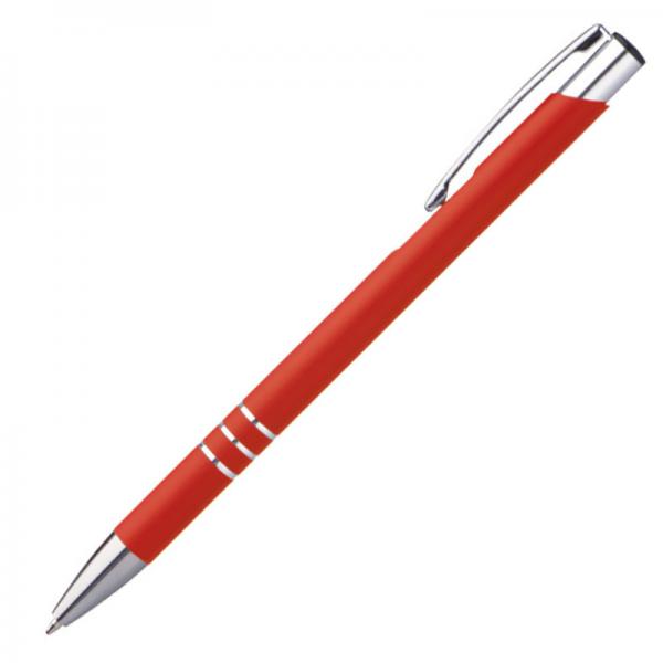 Schlanker Kugelschreiber / aus Metall / Farbe: rot