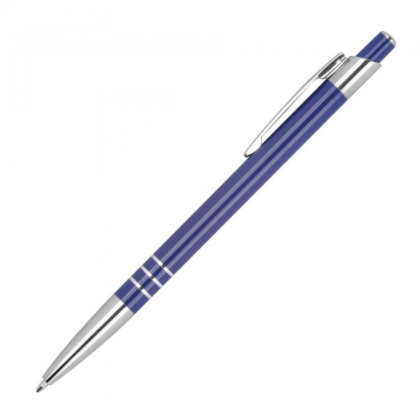 Schlanker Kugelschreiber aus Metall / Farbe: blau