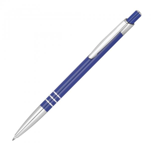 Schlanker Kugelschreiber aus Metall / Farbe: blau