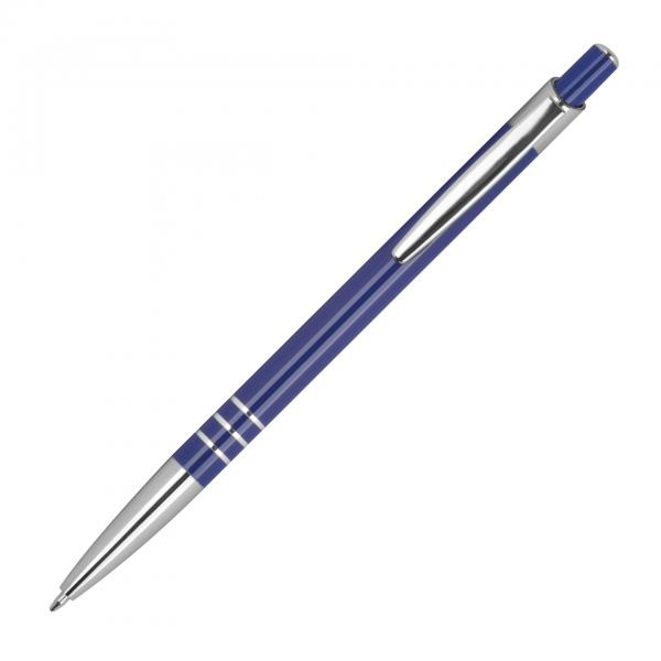 Schlanker Kugelschreiber aus Metall / Farbe: blau