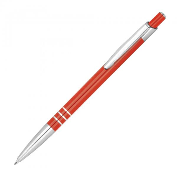Schlanker Kugelschreiber aus Metall / Farbe: rot