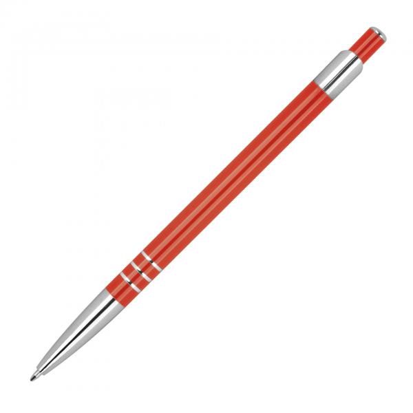 Schlanker Kugelschreiber aus Metall / Farbe: rot