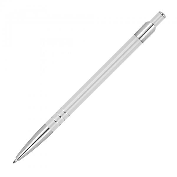 Schlanker Kugelschreiber aus Metall / Farbe: weiß