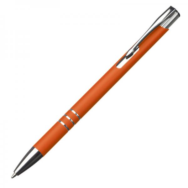 Schlanker Kugelschreiber mit Namensgravur - aus Metall - Farbe: orange