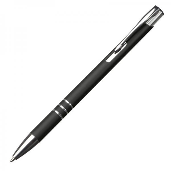 Schlanker Kugelschreiber mit Namensgravur - aus Metall - Farbe: schwarz