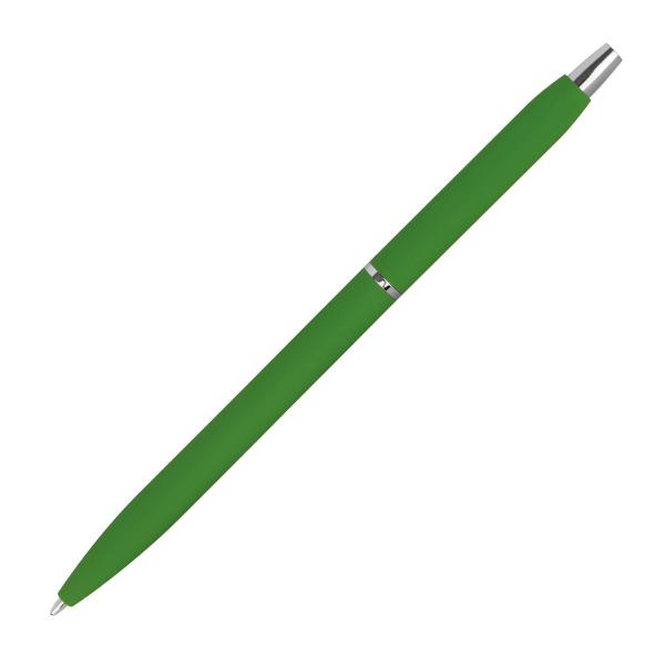 Schlanker Metall-Kugelschreiber / gummiert / Farbe: grün