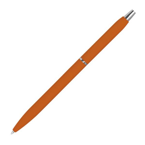 Schlanker Metall-Kugelschreiber / gummiert / Farbe: orange