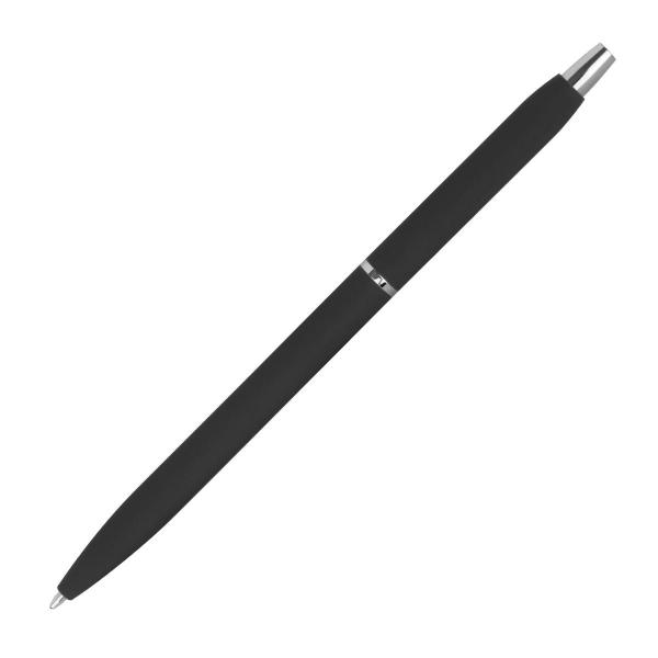Schlanker Metall-Kugelschreiber / gummiert / Farbe: schwarz