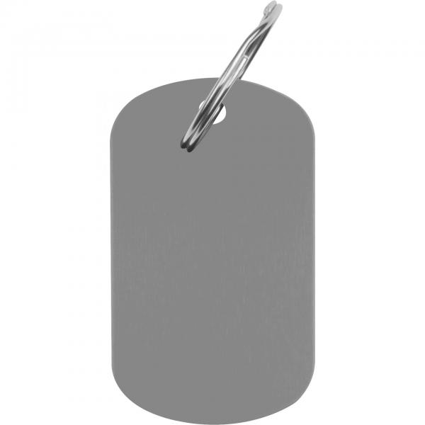 Schlüsselanhänger "Metallplättchen" mit Gravur / Farbe: grau