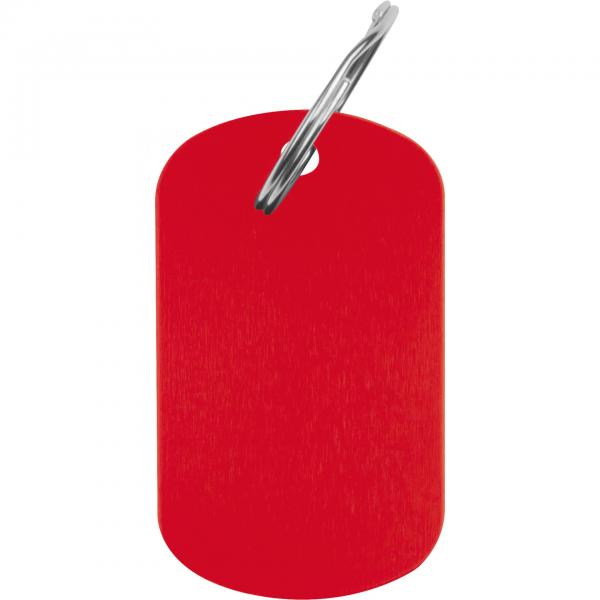 Schlüsselanhänger "Metallplättchen" mit Gravur / Farbe: rot