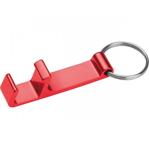Schlüsselanhänger mit Gravur / mit Flaschenöffner / Farbe: rot