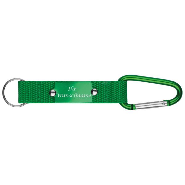 Schlüsselanhänger mit Gravur / mit Karabiner / Farbe: grün