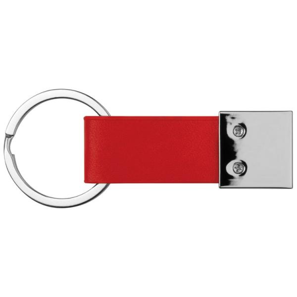 Schlüsselanhänger mit Gravur / mit Kunstleder-Bändchen / Farbe: rot