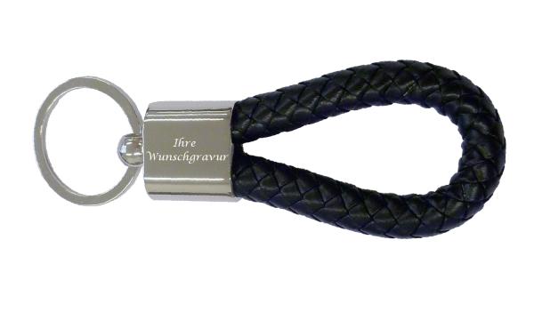 Schlüsselanhänger mit Gravur / mit Schlüsselring und geflochtener PU-Schlaufe