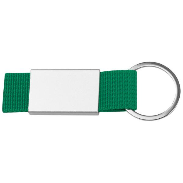 Schlüsselanhänger mit grünen Stoffbändchen