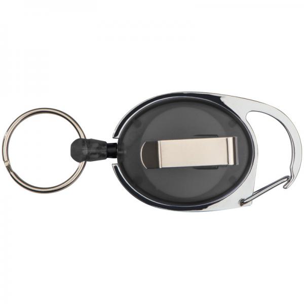 Schlüsselanhänger mit Karabiner und ausziehbarem Schlüsselring / Farbe: schwarz