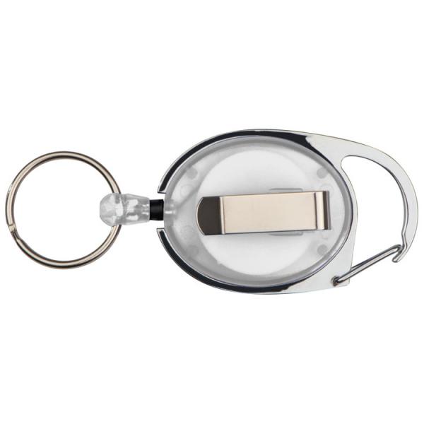 Schlüsselanhänger mit Karabiner und ausziehbarem Schlüsselring / Farbe: weiß