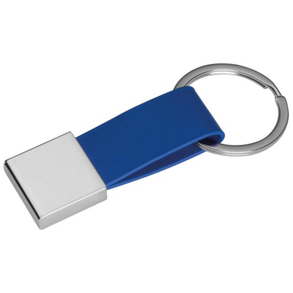 Schlüsselanhänger mit Kunstleder-Bändchen / Farbe: blau