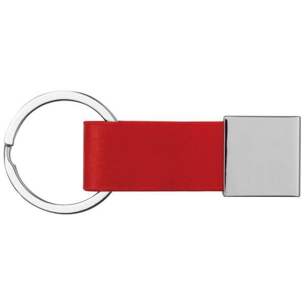Schlüsselanhänger mit Kunstleder-Bändchen / Farbe: rot