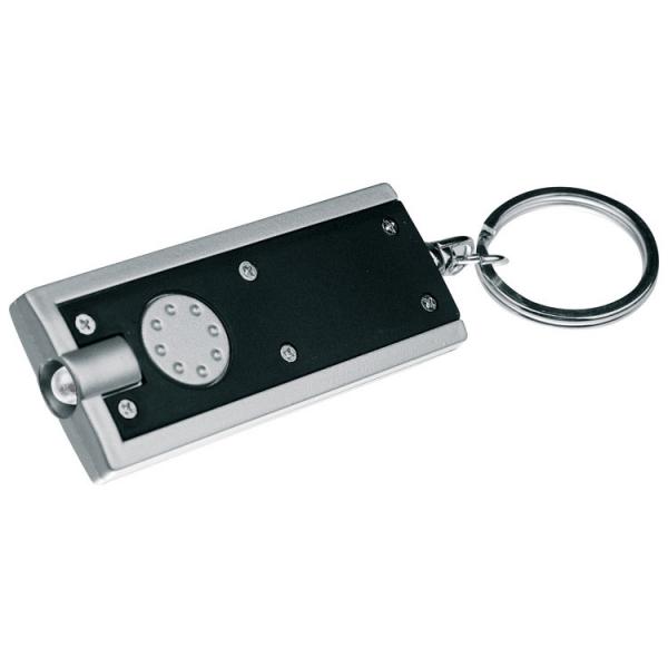 Schlüsselanhänger mit LED Taschenlampe mit Gravur / Farbe: schwarz