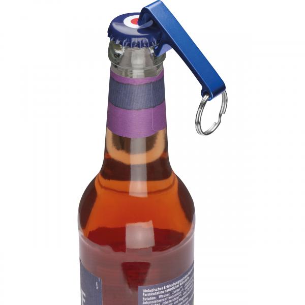 Schlüsselanhänger mit Namensgravur - mit Flaschenöffner - Farbe: blau