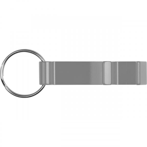 Schlüsselanhänger mit Namensgravur - mit Flaschenöffner - Farbe: grau