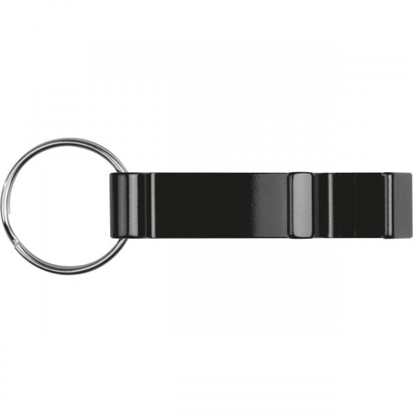 Schlüsselanhänger mit Namensgravur - mit Flaschenöffner - Farbe: schwarz