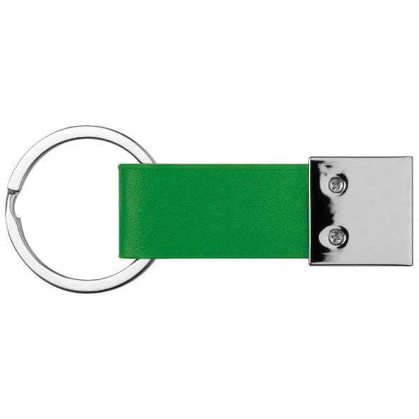 Schlüsselanhänger mit Namensgravur - mit Kunstleder-Bändchen - Farbe: grün