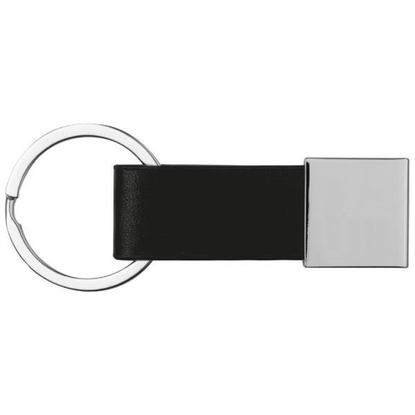 Schlüsselanhänger mit Namensgravur - mit Kunstleder-Bändchen - Farbe: schwarz
